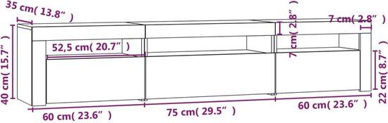 vidaXL Tv-meubel met LED-verlichting 195x35x40 cm grijs sonoma eiken