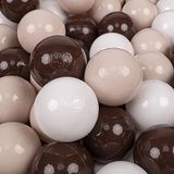 KiddyMoon 200 Ballen ∅ 7Cm Kinderballen Speelballen Voor Ballenbad Baby Plastic Ballen Made In Eu, Pastel Beige-Bruin-Wit