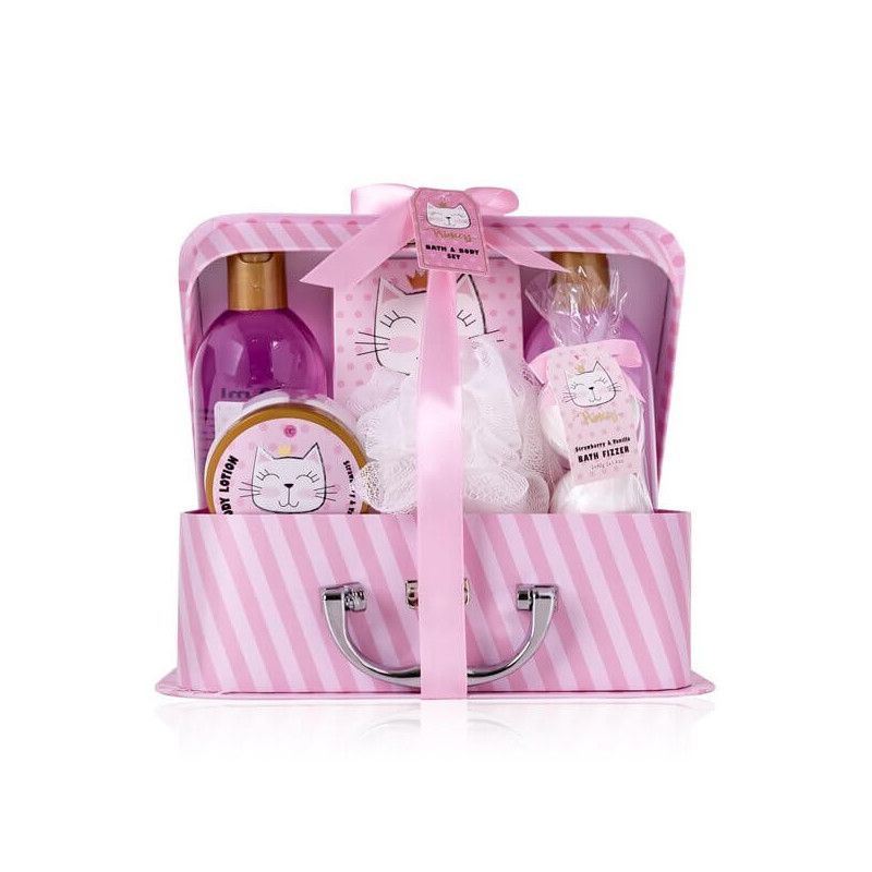 Accentra Princess Kitty Gift Set for Women - Strawberry & Vanilla Scent - 7 Pieces
