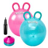 Hurtle Springbal voor kinderen, set van 2 – opblaasbare springbal met handgreep