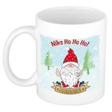 Bellatio Decorations Kerst cadeau mok - kerstman - blauw - 300 ml - keramiek