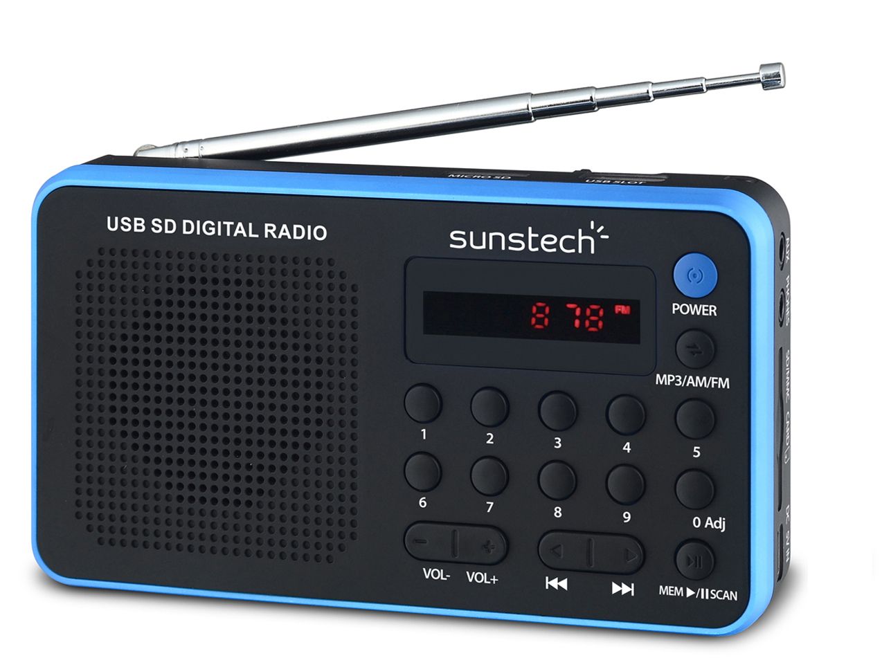 Sunstech Portable Digital AM/FM Radio - Black/Blue