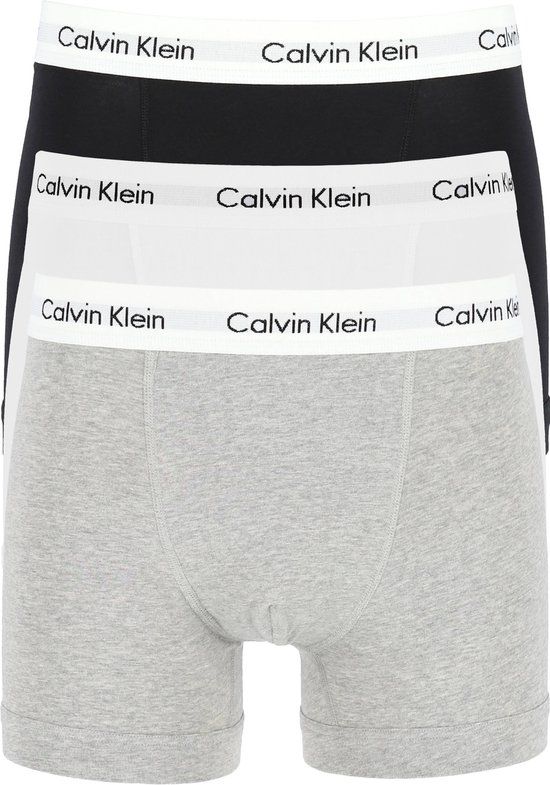 Calvin Klein Men's 3-Pack Boxershorts - Black/White/Grey - Size S