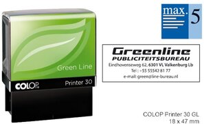 COLOP Tekststempel 30 green line+bon 5regels 47x18mm