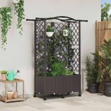 VidaXL Verhoogd bed met trellis en dak bruin 122 x 40 x 144 cm pp