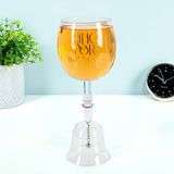 Out of the Blue Wijnglas met Tafelbel – Ring for Wine – 400 ml – 22 cm – Luxe Cadeauverpakking