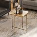 Hanah Home Elegante koffietafel met metalen frame, gouden en natuurlijke afwerking, 46 x 56 x 46 cm, 100% hout, stijlvol en duurzaam design voor moderne woonruimtes