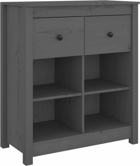 vidaXL Dressoir 70x35x80 cm massief grenenhout grijs