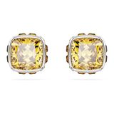 Swarovski Birthstone Oorknopjes, Square slijpvorm, November, Geel, Rodium toplaag