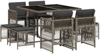 vidaXL 9-delige Tuinset met Kussens Poly Rattan Grijs