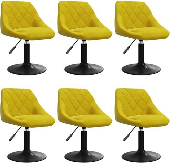 vidaXL Eetkamerstoelen draaibaar 6 st fluweel mosterdgeel