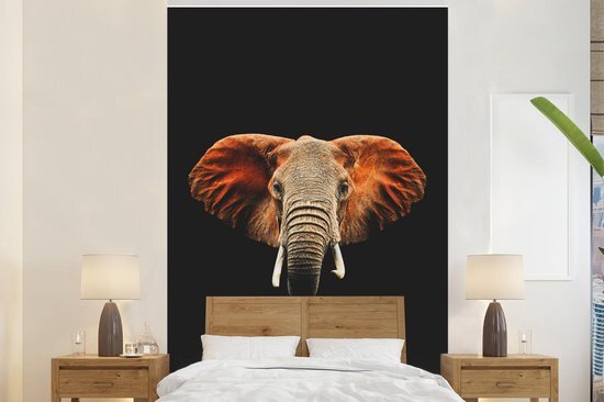 Nr1Wallpaper Behang - Fotobehang Olifant - Zwart - Kop - Breedte 180 cm x hoogte 280 cm