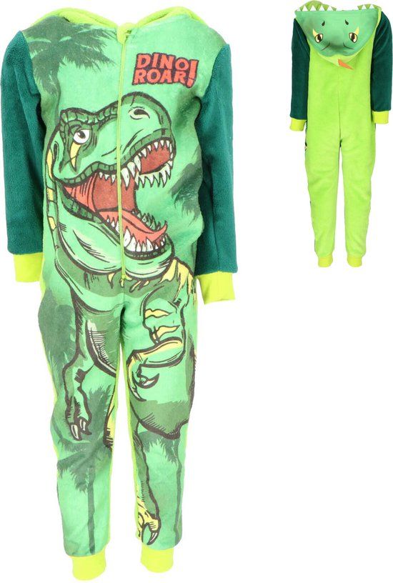 4KidsOnly Cookie Company Dinoroar Coral-Fleece Onesie - Maat 110/116 - Pyjama - Groen - Jongens