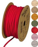 Halbach Zijden koord, veganistisch leer, breedte 3 mm, lengte 20 m, kunstlederen koord voor het maken van armbanden, 100% veganistisch imitatieleer voor doe-het-zelf handwerk, kleur: rood