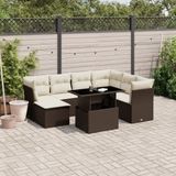 Maison Exclusive - Ensemble de meubles de jardin 8 pièces avec canapé et coussins, marron, en polyrotin