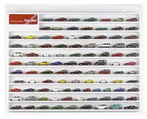 Herpa 029223 Personenwagen-etalage, hangvitrine voor modelauto's en vliegtuigen met liefde voor detail, wit