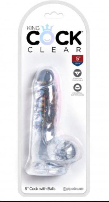 Pipedream King Cock 5 Inch Dildo with Balls - Transparent