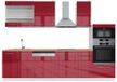 Vicco Fame-Line Complete keukeneenheid – 300 cm met hoge kast, WB Eik Bordeaux hoogglans/wit