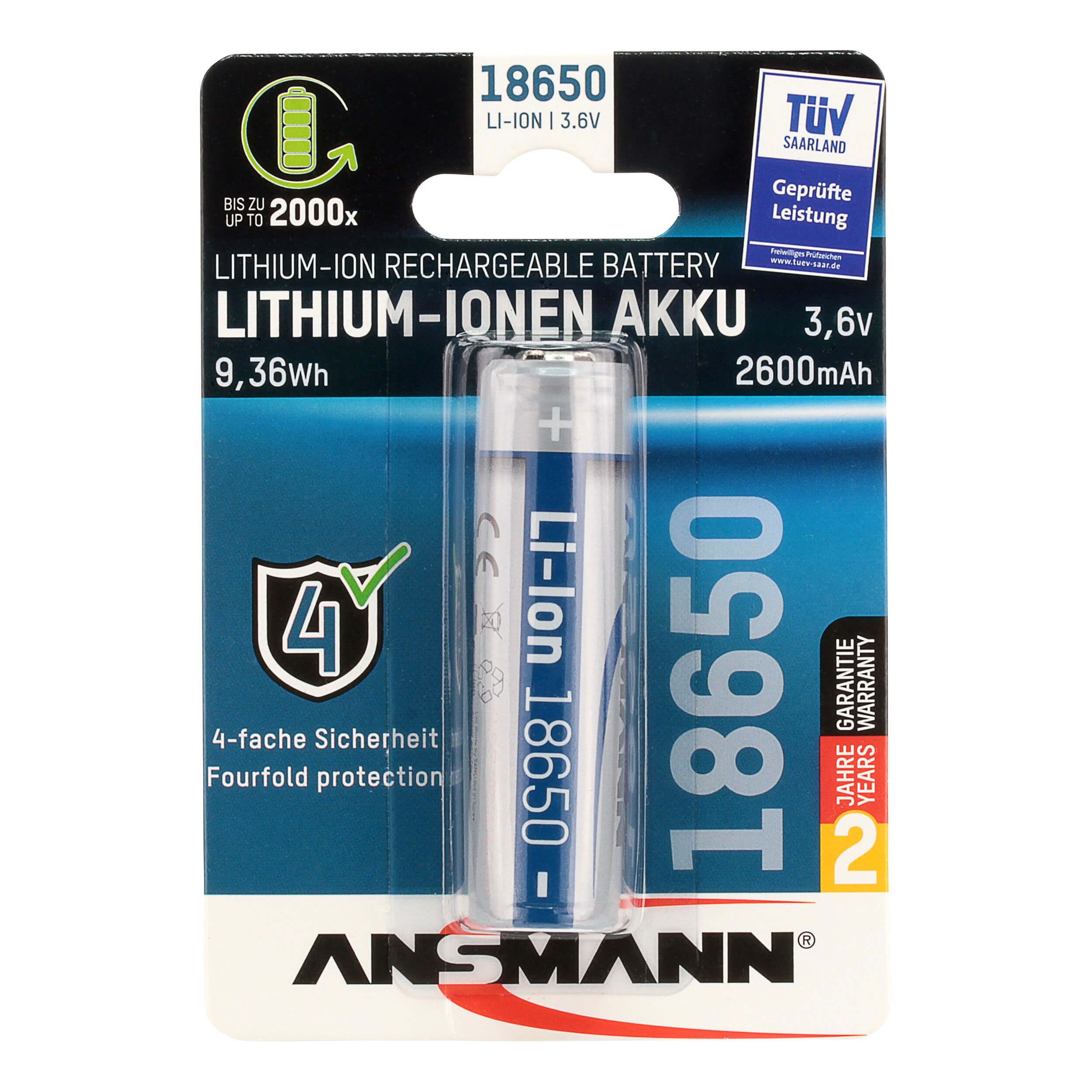Ansmann Li-Ion Akku 18650 2600mAh - Zilver