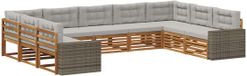 vidaXL - Ensemble de salon d'angle - 9 places assises - Naturel et gris clair - Bois d'acacia massif