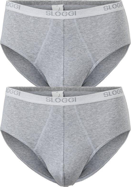 sloggi men Basic Heren Midi slip - 2pack - Grey Marle - Maat S
