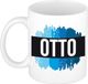 Bellatio Decorations Otto Naam Mok - Blauwe Verfstrepen - 300ml - Keramiek