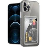 Ceezs coque de téléphone pour Apple iPhone 12 / 12 Pro coque transparente avec porte-cartes - espace pour cartes