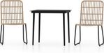 vidaXL 3-delige Tuinset Eikenkleurig Metaal Rechthoekige Tafel 2 Stoelen