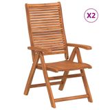 VidaXL Chaise de jardin réglable en bois d'acacia, lot de 2