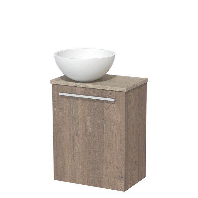 Maxaro Modulo Toiletmeubel 41 cm - Middenbruin Eiken - Lichtgrijs Eiken Blad