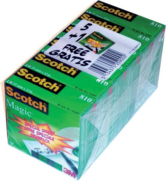 Scotch Magic Tape - 19mm x 33m - Pack of 6 Rolls