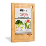 IPEA Rechthoekige houten snijplank voor groenten, fruit, salami – 34 x 24 cm – multifunctionele keukenplank voor het snijden en serveren van voorgerechten, brood, groenten en kaas – bamboedienblad met