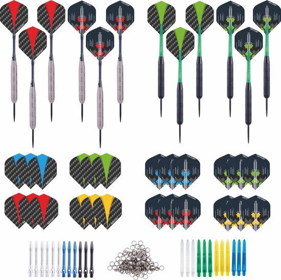 Longfield Darts 4 sets steeltip brass tungsten look 23 gram - Zwart/Zilver