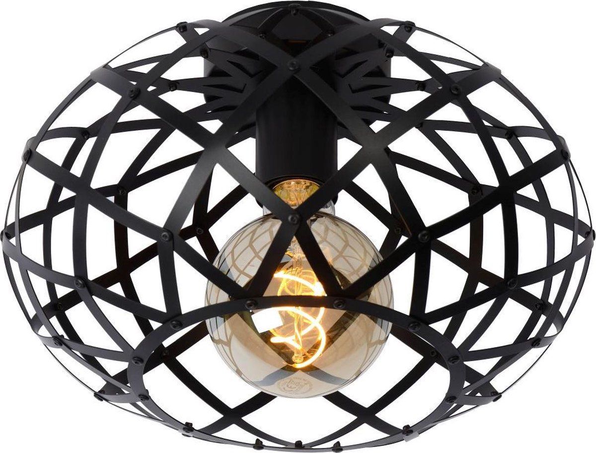 Lucide WOLFRAM Plafonnière - Ø 30 cm - 1xE27 - Zwart