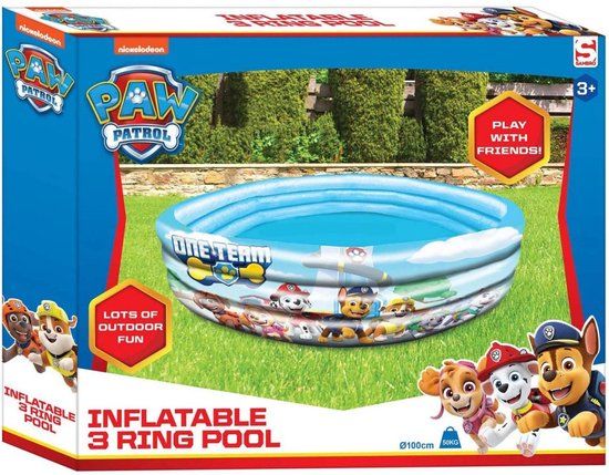 PAW Patrol 3-Rings Inflatable Swimming Pool - 100 cm