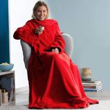 CelinaTex Knuffeldeken met mouwen, tv-deken, XXL, microvezel/fleece, 170 x 200 cm, rood