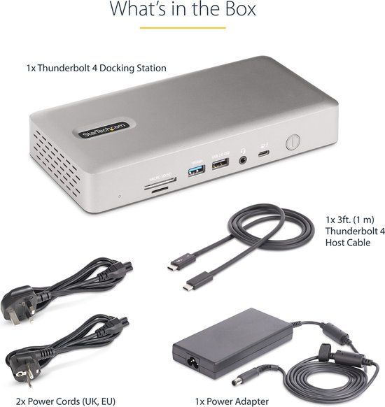 StarTech.com Thunderbolt 4 Docking Station - Quad/Triple/Dual Display, 2x HDMI/2x DisplayPort, 7x USB, 2.5GbE, 98W PD - Grijs