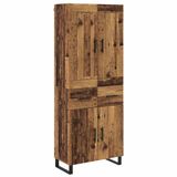 vidaXL Highboard Oudhout 69,5 x 34 x 180 cm Bewerkt hout en glas