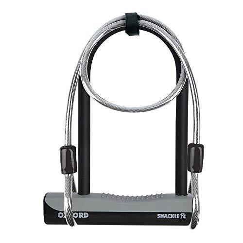 Oxford SHACKLE 12 beugelslot met kabel, zwart, 32 cm