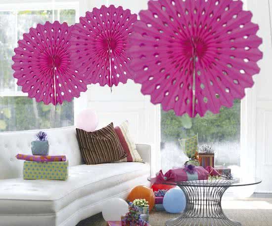 Folat Honeycomb fan fuchsia roze 45 cm 1 stuk