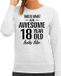 Bellatio Decorations Awesome 18 year - geweldige 18 jaar cadeau sweater grijs dames - Verjaardag cadeau trui L