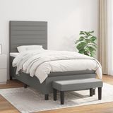 vidaXL Boxspring met matras stof donkergrijs 90x190 cm