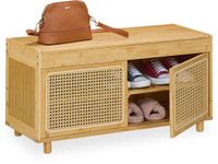 Merkloos Relaxdays Schoenenbank - Bamboe - Lichtbruin/Beige - 90 cm breed