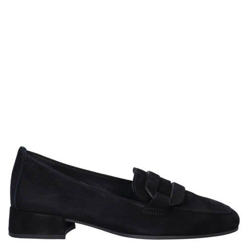 Gabor suède loafers met blokhak - zwart