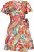 IZIA Wrap Dress V-Neck Short Sleeve Paisley Polyester Green