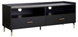 Tedy meuble TV, avec 2 portes, en bois et métal, noir