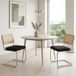 Lot de 2 chaises velours design mid-century - dossier cannage rotin, assise rembourrée et base en métal chromé - noir