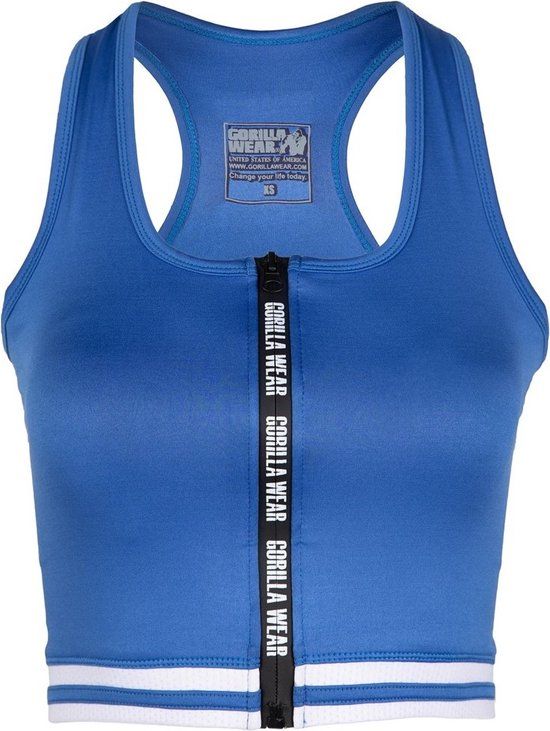 Gorilla Wear Mesa Zip Front Crop Top - Blauw - L