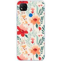 Xiaomi Redmi 9C Flower wall bedrukt siliconen hoesje