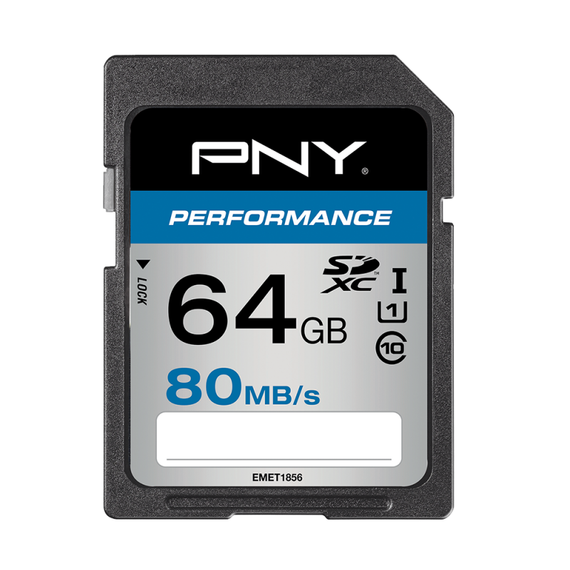 PNY Performance SDXC 64GB - SD-kaart - Class 10 - UHS-I - 80 MB/s lezen - 20 MB/s schrijven